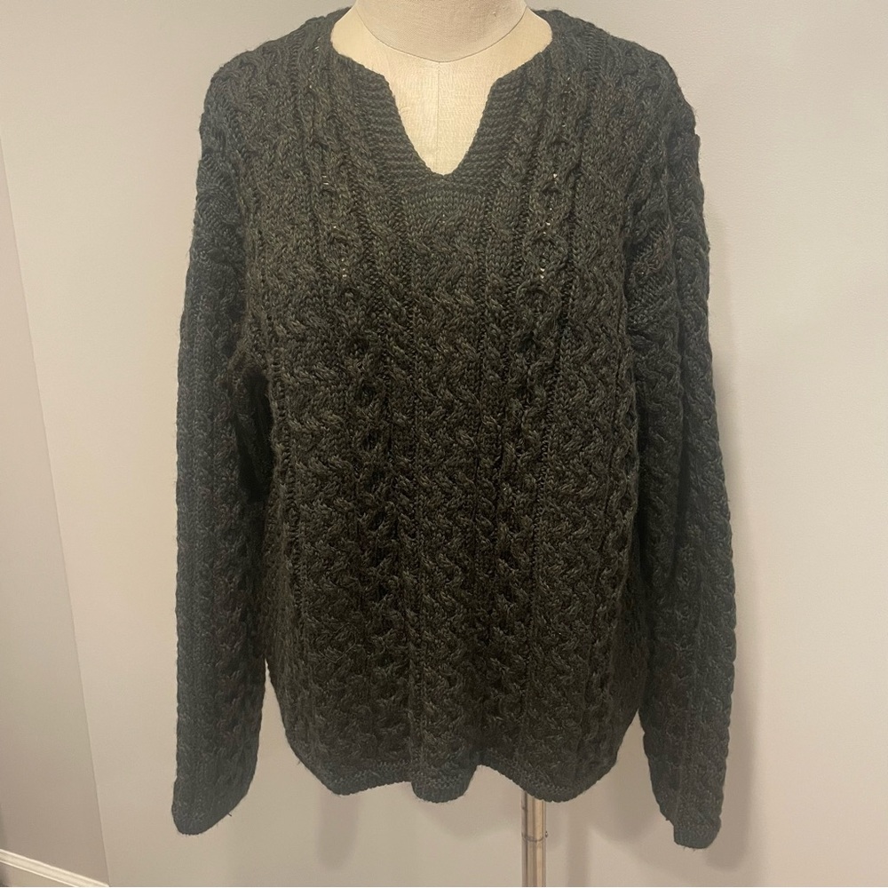 Sweaters of Ireland merino wool loden green pullover sweater L